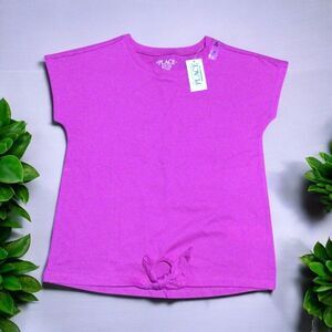Childrens Place Top Girls Size Medium 7/8 Pink Glow Short Sleeve Tie Front Shirt